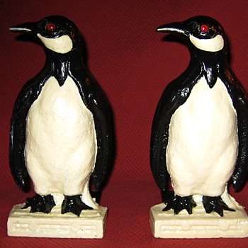 1930's Cast Iron Penguin Bookends - Books