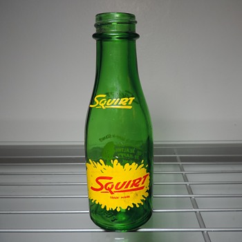Squirt Soda Mini Bottle ACL Vintage Green Glenshaw Glass 4 Ounces Collectible - Bottles