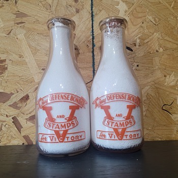 PRODUCERS DAIRY..DANVILLE ILLINOIS WAR SLOGAN MILK BOTTLES - Bottles