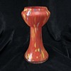 Czech Art Deco orange/red spatter glass vase - “hyacinth” shape