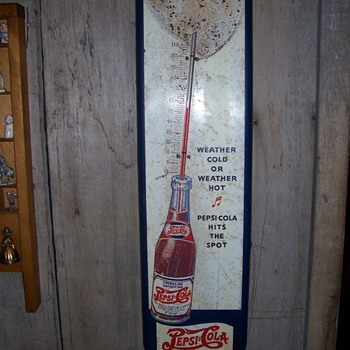 1932 pepsi thermometer-girl sipping straw - Advertising
