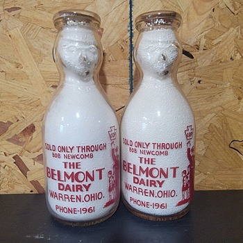BELMONT DAIRY...WARREN OHIO COP THE CREAM MILK BOTTLE - Bottles