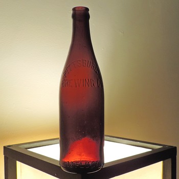 Antique Pittsburgh Brewing Beer Bottle Embossed Amber Brown 13 Ounces Vintage Glass Pre-Prohibition - Bottles