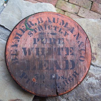Beymer Bauman & Co "Pure White Lead" bucket lid - Advertising