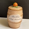 Antique pottery Barrel shaped lidded pot
