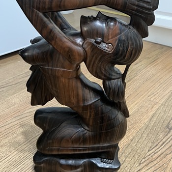 Balinese wooden statue of a female figure - Asian
