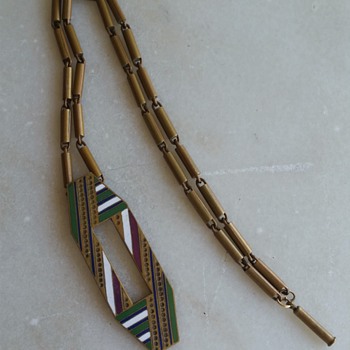 Art deco necklace, enamel on bronze - Costume Jewelry