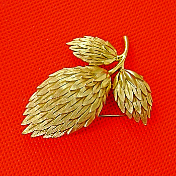 Crown Trifari Thistle Brooch - Costume Jewelry