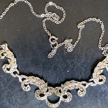 Vintage silver marcasite necklace   - Fine Jewelry