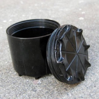 Round black lidded bakelite box - Furniture