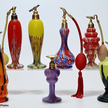 Art Deco Czech Art Glass Perfume Bottles - Art Glass