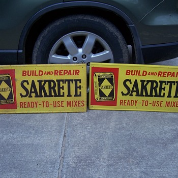 vintage metal Sakrete cement signs - Advertising