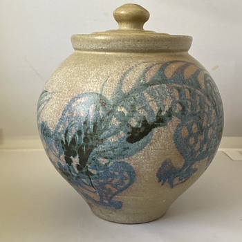 Vintage large lidded stoneware pot.  - China and Dinnerware