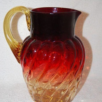 1890 Documented Harrach Amberino Art Glass Pitcher - Art Glass