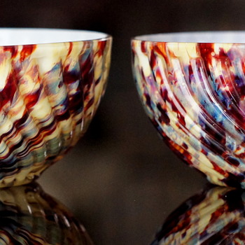 Ribbed Bowls in an Unusual Spatter - Welz? - Yes!! - Art Glass