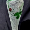 An unusual 'Loetz Intarsia' Vase covered with thin interwoven clear Glass Threads.