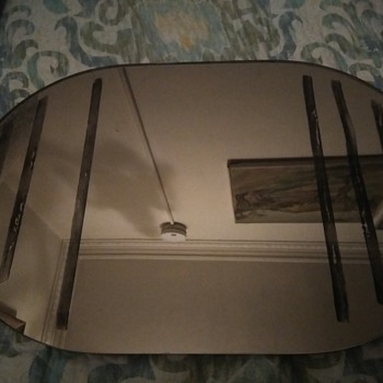 Vintage Smoked Oval Mirror 16" x 23 1/2" - Furniture