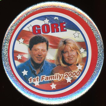 Al Gore 1st Family 2000 Glitter Holographic Pin - Medals Pins and Badges