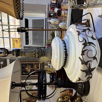 Milk Glass & Brass Lamp - Glassware