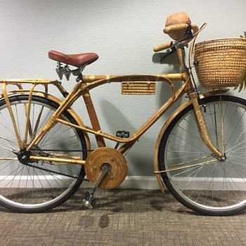 Bambooclette Bamboo and Rattan Wrapped Bicycle Cruiser 1960s - Sporting Goods