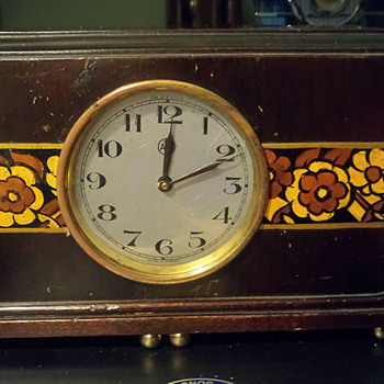 Electro-Magnetic 1927/28 ATO clock with Hand Painted Flowers on it's Case, by Leon Hatot - Clocks