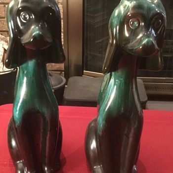 Blue Mountain Pottery Set of Two “Tall Dogs” — Green Drip - Animals