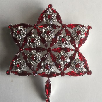 1967 Sherman Siam Red Centennial Brooch - Costume Jewelry