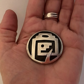 1950's-60's Mexico sterling brooch/pendant depicting Aztec "house" symbol - Fine Jewelry