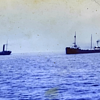 Antique 1910’s Photo Glass Positive Great Lake Freighters  