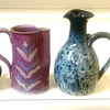 Vintage Bay Pottery & Thick Glazed Gradient Blue Green Ceramic Pitcher