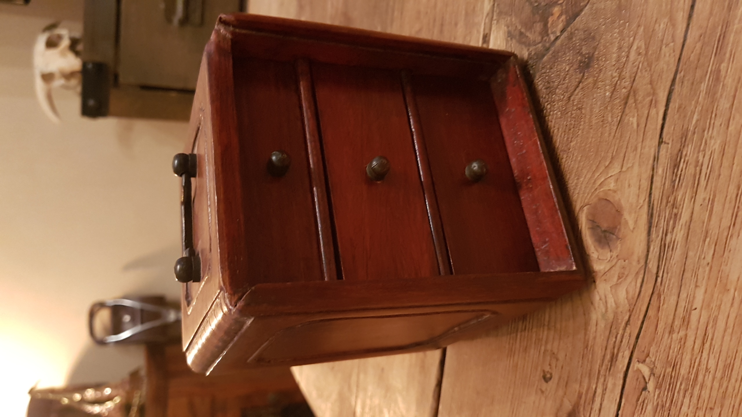 Wooden Box Tea Caddy Hidden Drawers X 3 Box Dovetail Joints 12