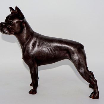 Antique Cast Iron Hubley #307 Boxer  Doorstop(Unpainted) - Animals