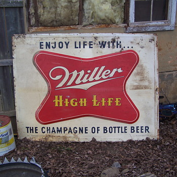 1954 MILLER HIGH LIFE metal signs UPDATE - Breweriana