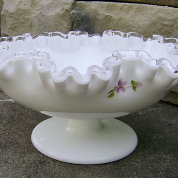 Fenton Glass - Violets in the Snow - Glassware