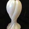 Bohemian Art Nouveau iridescent opaline twisted lobe glass vase with silver top