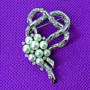 Crown Trifari Clematis Brooch - Costume Jewelry