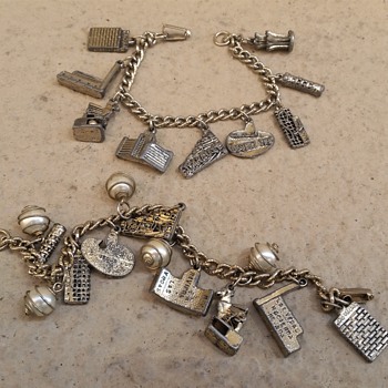 1970's silver and goldtone Las Vegas charm bracelets and a few newer.... - Costume Jewelry
