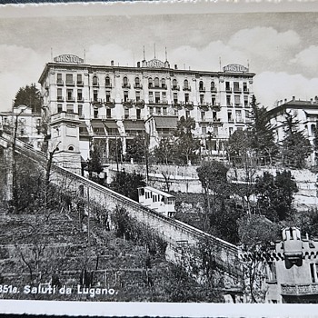 1939 Swiss Funicular & Grand Hotel Postcard - Postcards