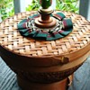 Mackenzie-Childs Circa 1993 Rattan Basket with Glass Insert Personal Collection 