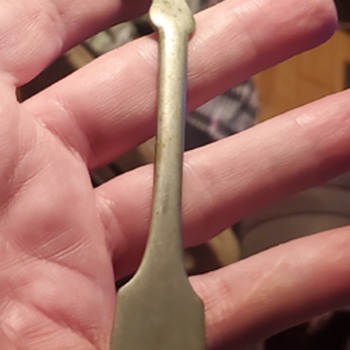 Antique Unidentified Silver Fiddle Serving Spoon with unknown hallmark - China and Dinnerware