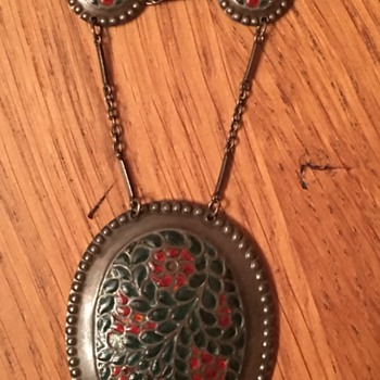 P. Pfeiffer Silver & Enamel Flower Necklace - Fine Jewelry