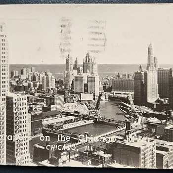 Skyscrapers on the Chicago River, 1950 Real Photo Postcard - Postcards