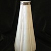 Bohemian Art Nouveau opaline iridescent glass vase with silver top
