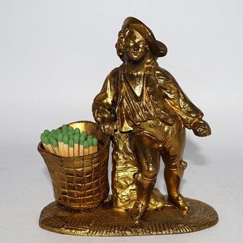 Antique Gilded Match Holder - Tobacciana