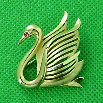 Trifari Swan Pin - Costume Jewelry