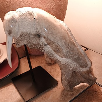 Sam Dimmick Walrus Jawbone Sculpture, Walrus Head and Bowhead Whale - Fine Art