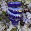 Art Nouveau Kralik cobalt blue iridescent glass shell vase on strutted feet plus something else blue…