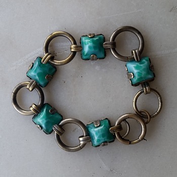 Czech glass 1930's slave bracelet - Costume Jewelry