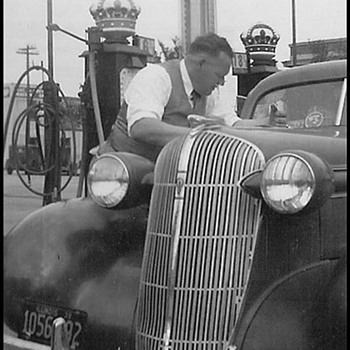 Vintage gas Station and old car - Petroliana