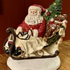 Vintage Cast Iron Santa And His Sleigh Full Of Toys Doorstop